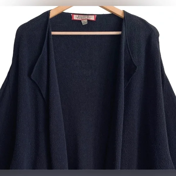 BEYOND THREADS Bohemian Lagenlook Minimalist Lightweight Open Front Cardigan L - Picture 5 of 9
